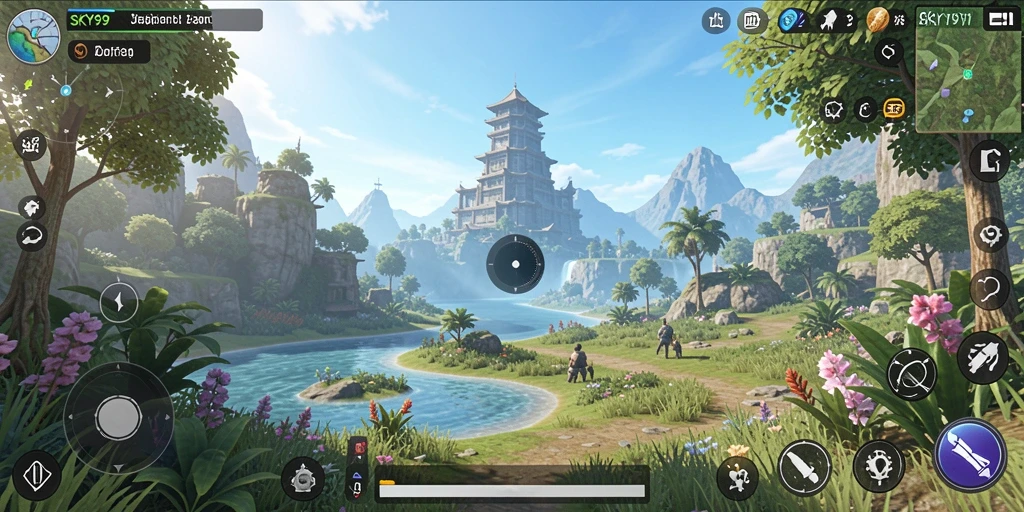 Tampilan gameplay <strong>SKY99</strong> menampilkan petualangan mendebarkan di dunia terbuka.